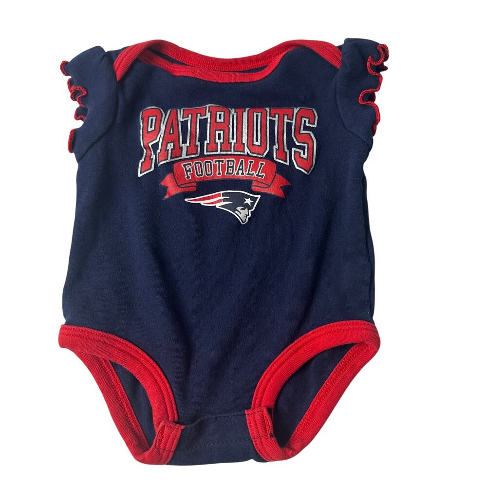 New England Patriots Baby Onesie 3-6M Ruffle Sleeve Game Day Football Cute NFL